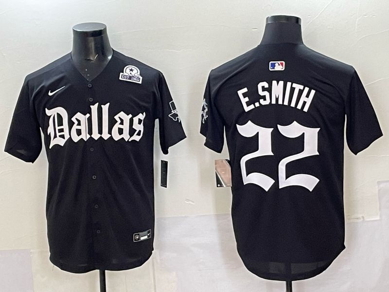 Men 2025 Nike Dallas Cowboys #22 E.Smith Black 5th generation Joint Name Limited NFL Jersey 014->dallas cowboys->NFL Jersey